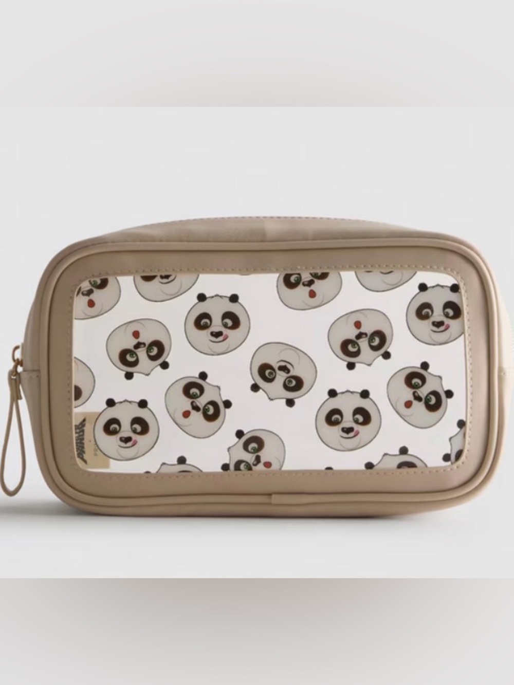 Primark Beige and White Panda Print Cosmetic Bag